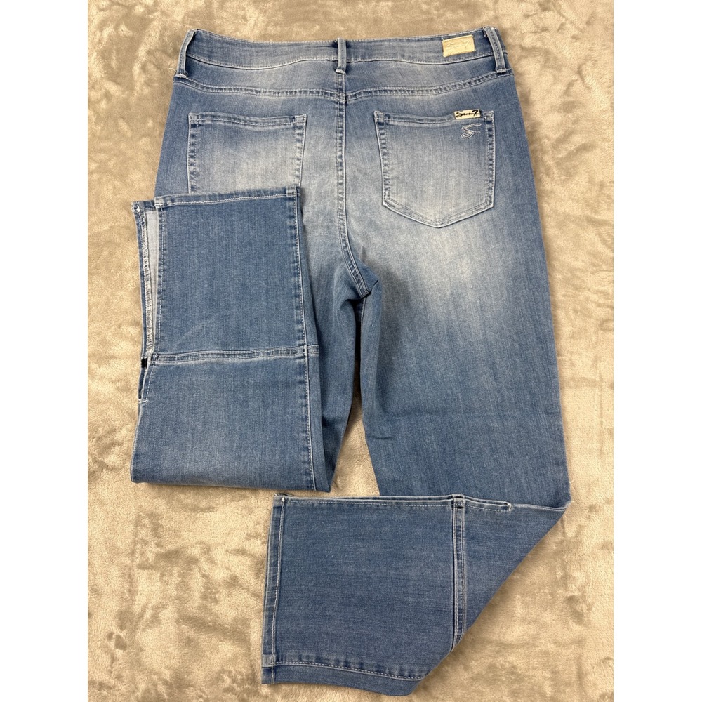 Seven7 Womens High Rise Stovepipe Straight Jeans Blue Side Slit Size 8 - Picture 7 of 8